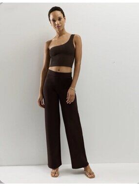 Quince Ultra-Stretch Ponte Wide Leg Pants Espresso Brown Size S